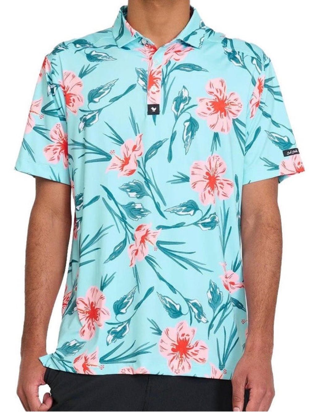 Bad Birdie Men’s Never Lei Up Tropical Print Golf Polo Size Small Hawaiian NWOT